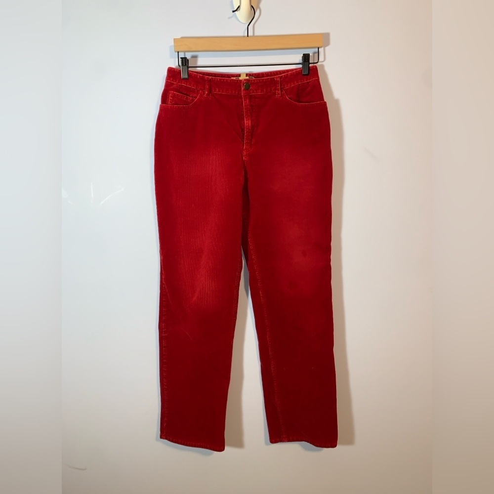 Jones New York Country red corduroy straight pants size 8 Y2K cotton Christmas